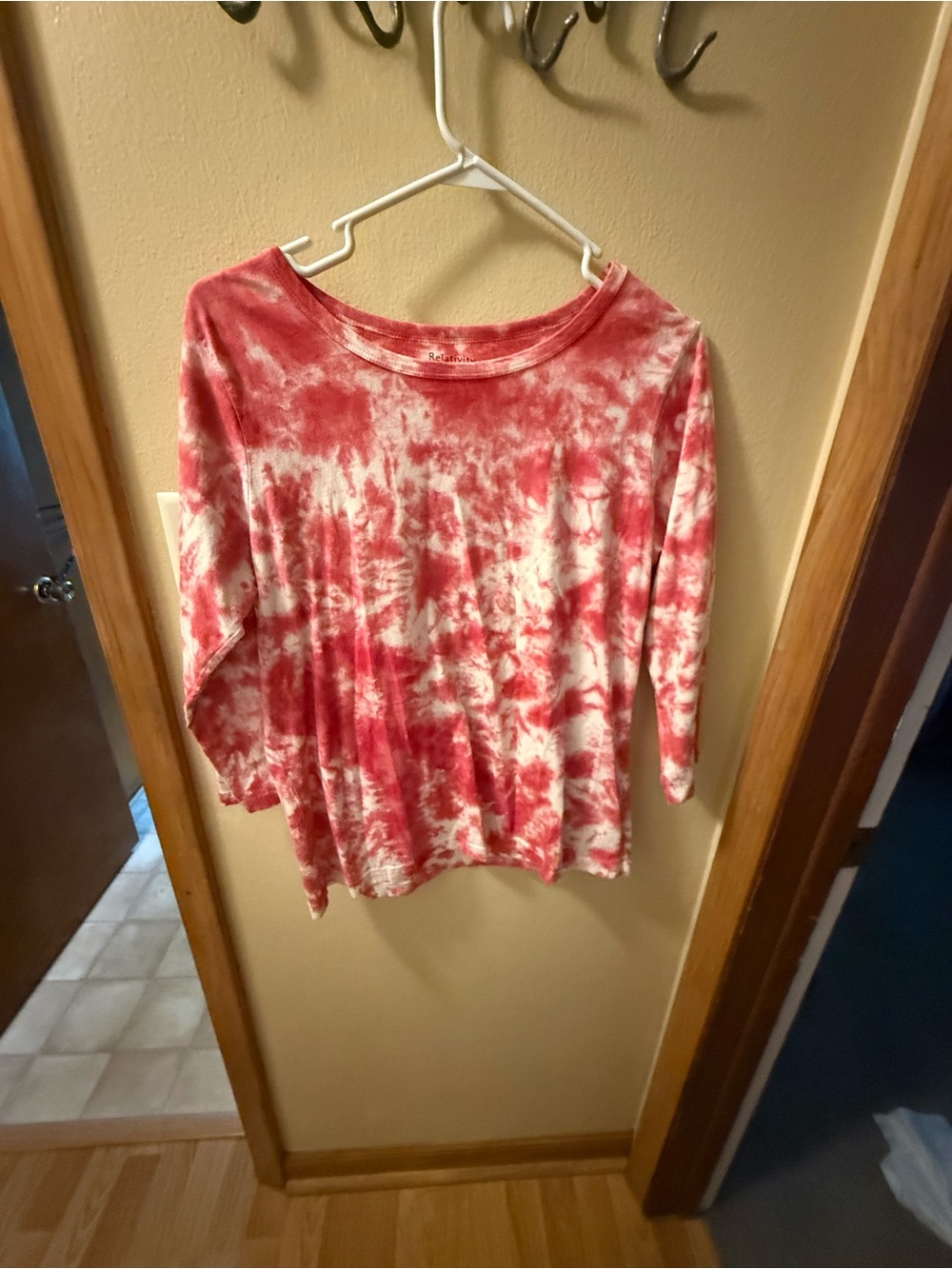 Relativity Red and White Tie-Dye Long Sleeve Top